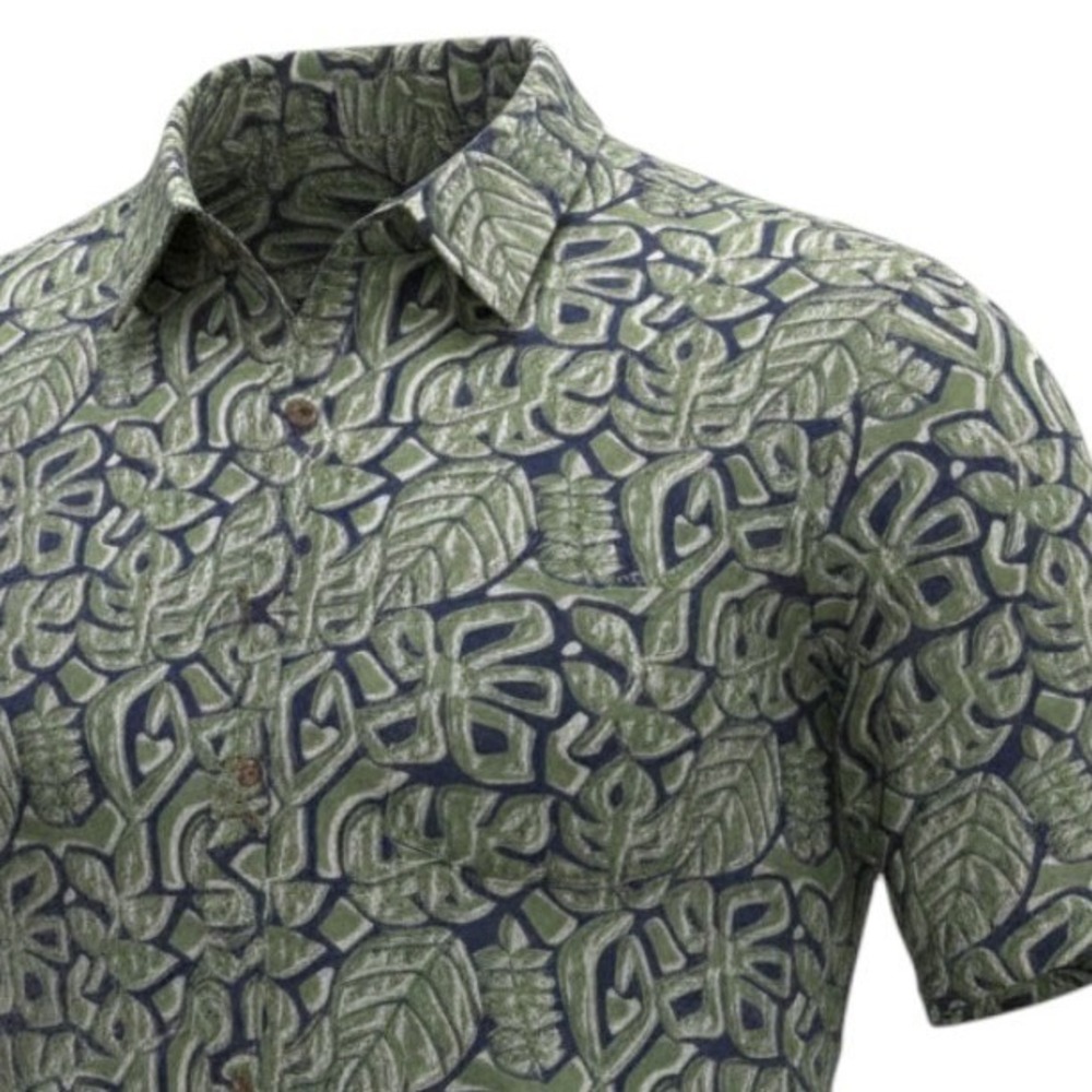 NWT Oak Hill DXL Big & Tall Hawaiian Short Sleeve Button Shirt Green Mens 3XL